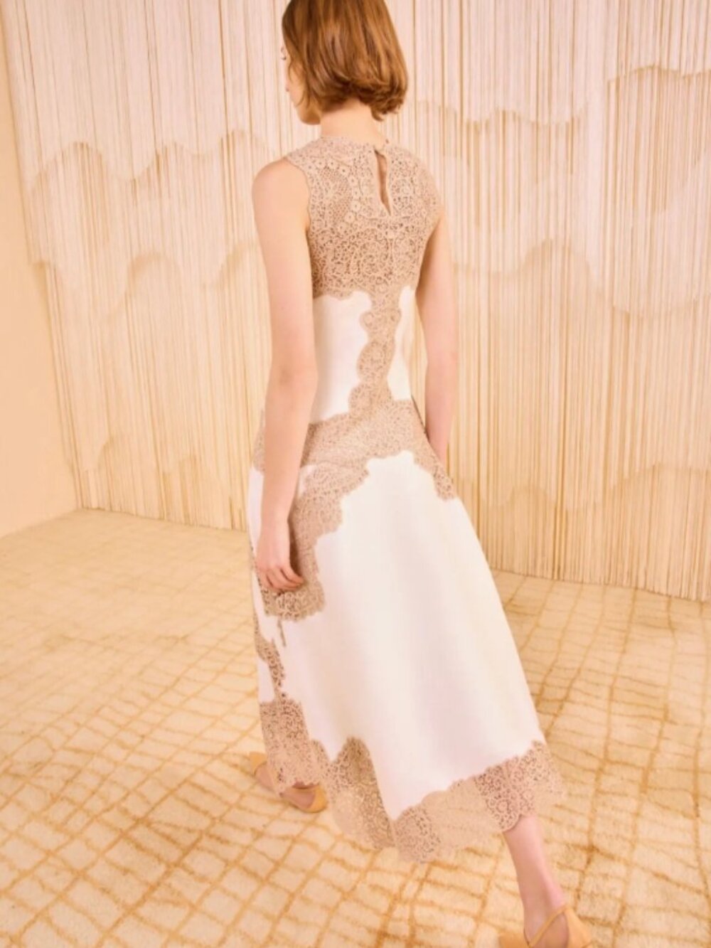 NWOT ULLA JOHNSON Arlette Handkerchief Midi Linen Dress in Travertine S $2,050 - Picture 4 of 12